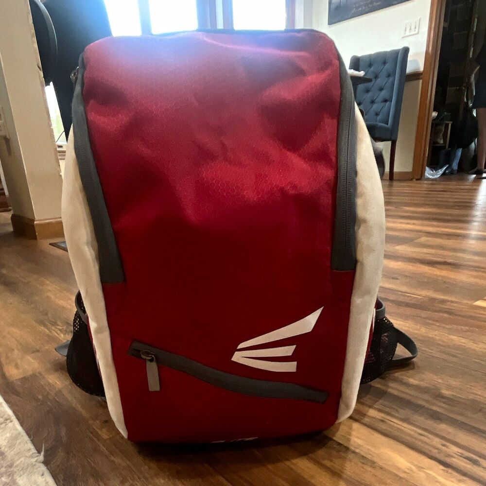 Easton Elite Baseball Backpack w/ Bat Compartment, Padded 15L Red/White/Black